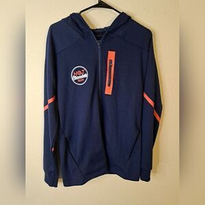 Hot Chocolate run zip up hooded blue jacket size large
